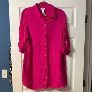 NWOT Tommy Bahama Bright Pink Button-Up Dress/ Cover Up Size XL